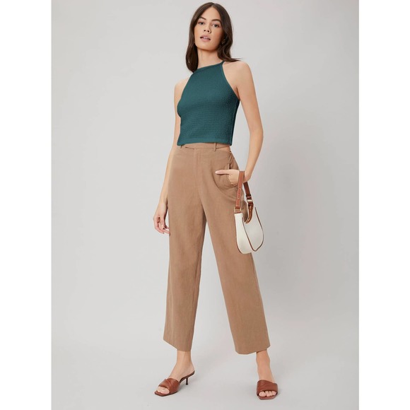 ruched SMOCKED DRAWSTRING backless CAMI crop TOP black - Picture 6 of 11